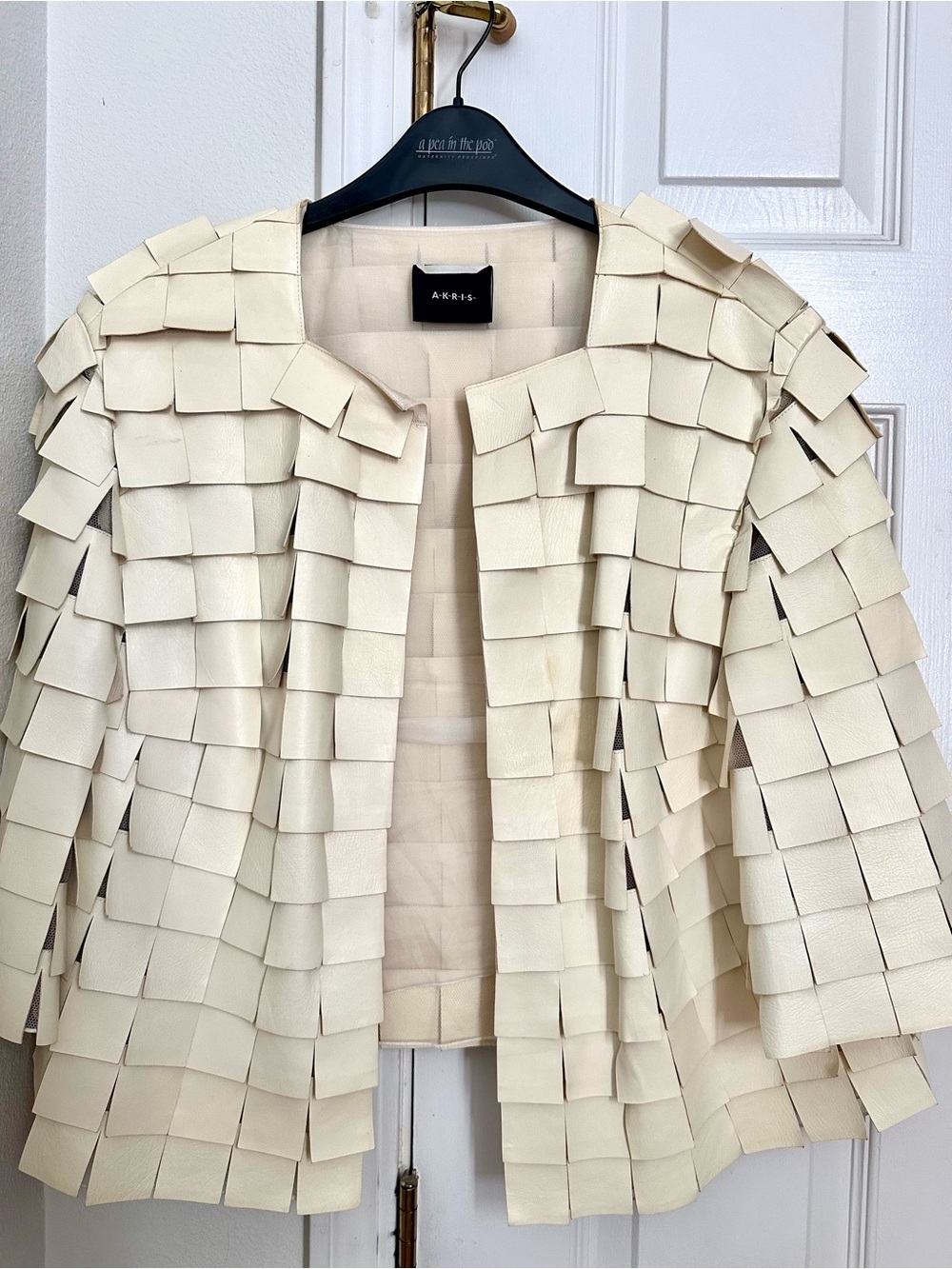 Akris Cream leather  Square-Panel Open Blazer/Jacket